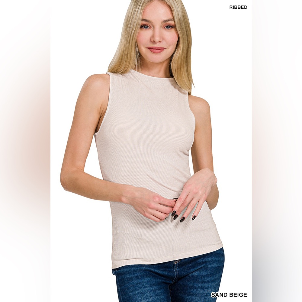 Zenana Outfitters Cream Ribbed Tank Top - L - NWOT